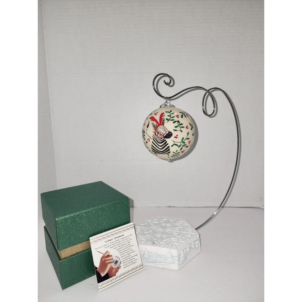 2015 Pier One Imports Li Bien Zebra Christmas Tree Ornament Hand painted